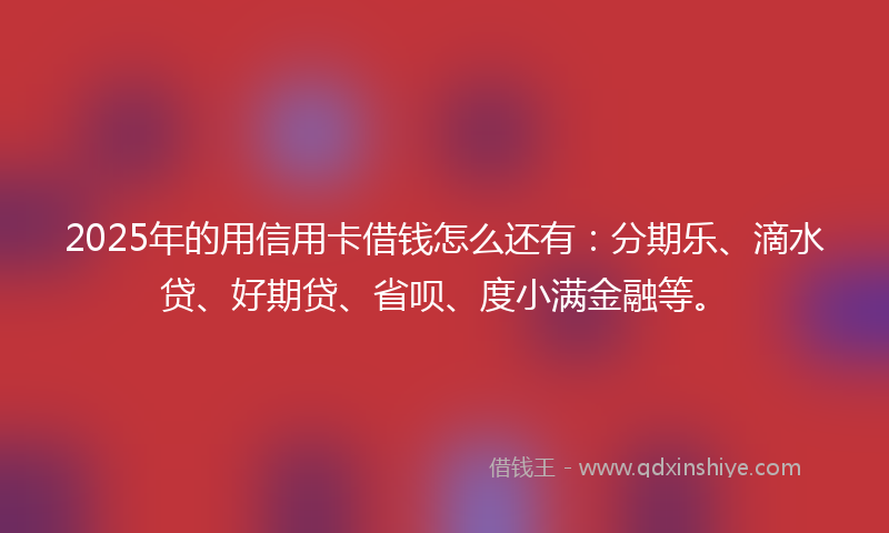 2025年的用信用卡借钱怎么还有：分期乐、滴水贷、好期贷、省呗、度小满金融等。
