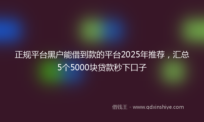 正规平台黑户能借到款的平台2025年推荐，汇总5个5000块贷款秒下口子