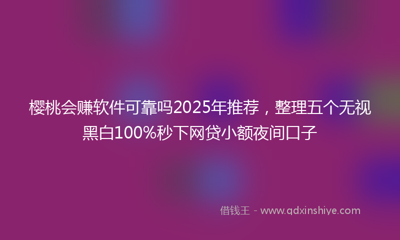 樱桃会赚软件可靠吗2025年推荐，整理五个无视黑白100%秒下网贷小额夜间口子