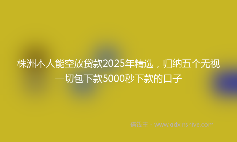株洲本人能空放贷款2025年精选，归纳五个无视一切包下款5000秒下款的口子