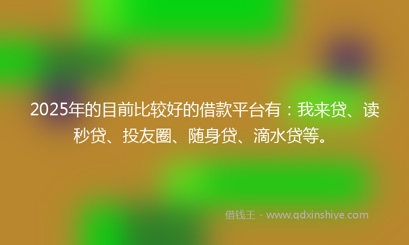 2025年的目前比较好的借款平台有：我来贷、读秒贷、投友圈、随身贷、滴水贷等。