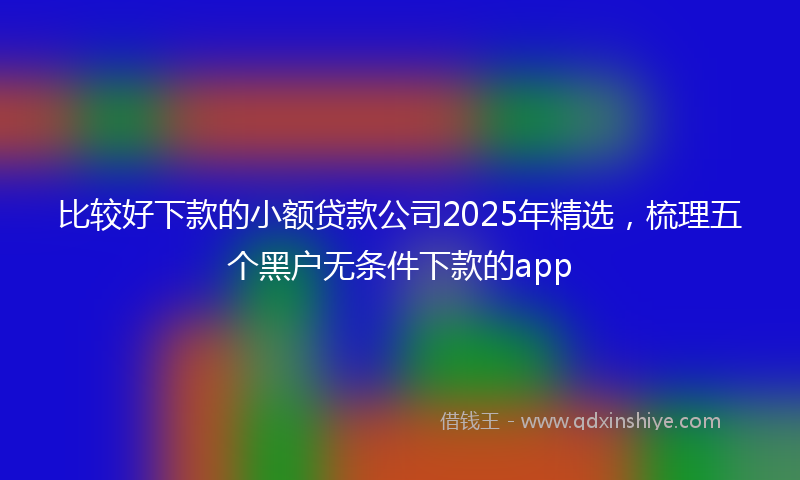 比较好下款的小额贷款公司2025年精选，梳理五个黑户无条件下款的app