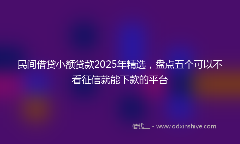 民间借贷小额贷款2025年精选，盘点五个可以不看征信就能下款的平台