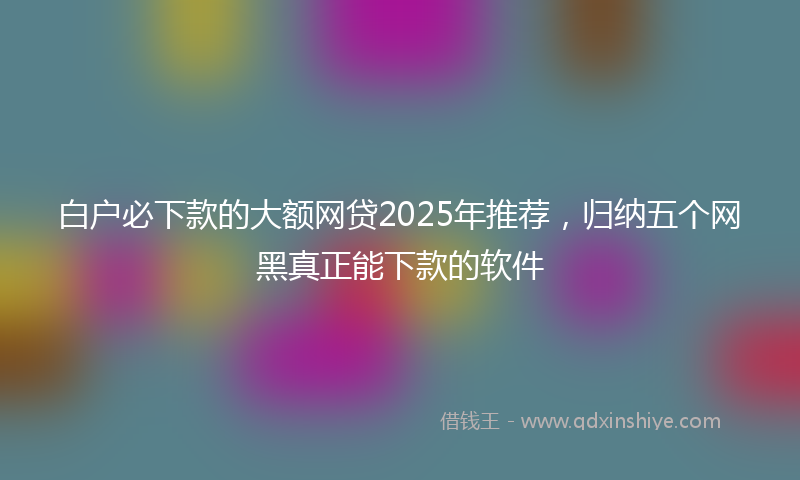 白户必下款的大额网贷2025年推荐，归纳五个网黑真正能下款的软件