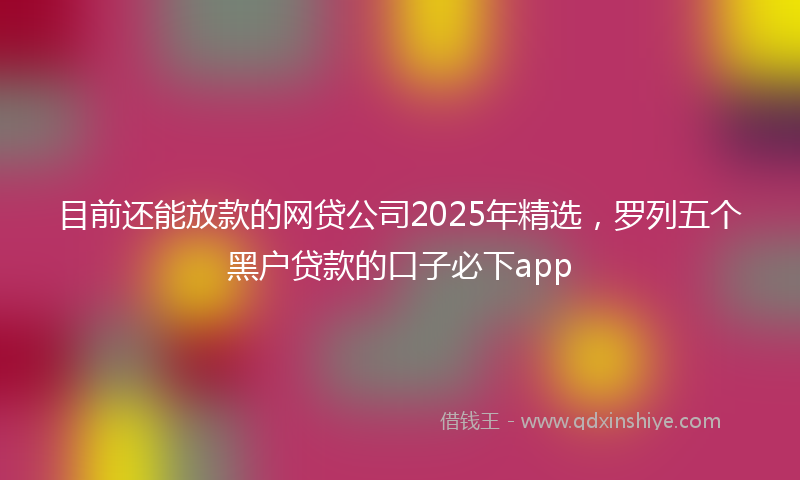 目前还能放款的网贷公司2025年精选，罗列五个黑户贷款的口子必下app