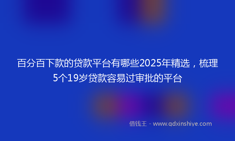 百分百下款的贷款平台有哪些2025年精选，梳理5个19岁贷款容易过审批的平台