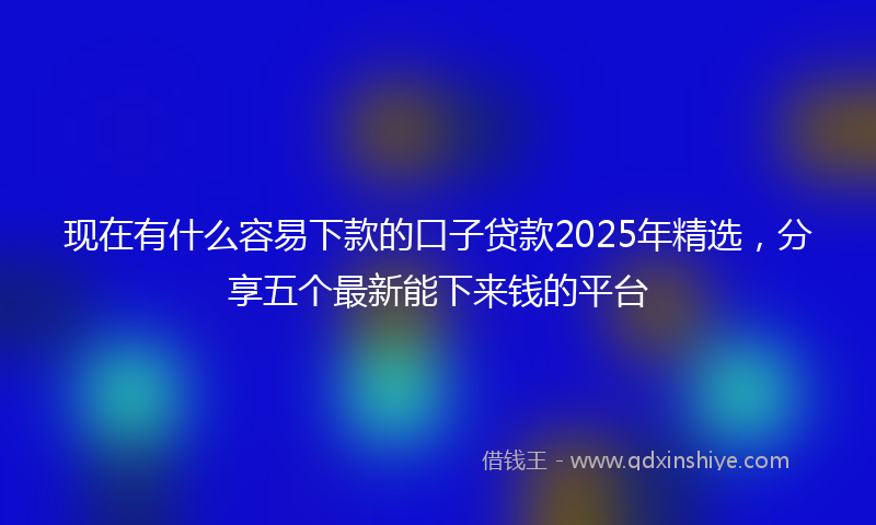 现在有什么容易下款的口子贷款2025年精选，分享五个最新能下来钱的平台