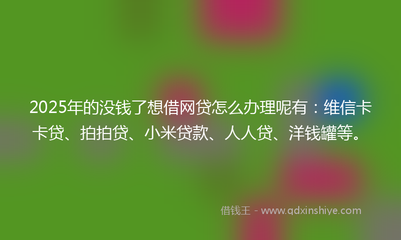 2025年的没钱了想借网贷怎么办理呢有：维信卡卡贷、拍拍贷、小米贷款、人人贷、洋钱罐等。