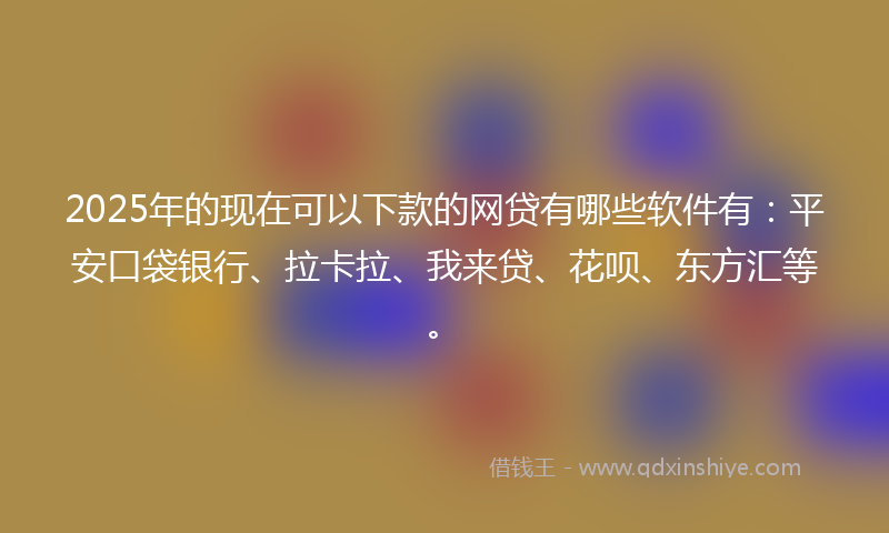 2025年的现在可以下款的网贷有哪些软件有：平安口袋银行、拉卡拉、我来贷、花呗、东方汇等。