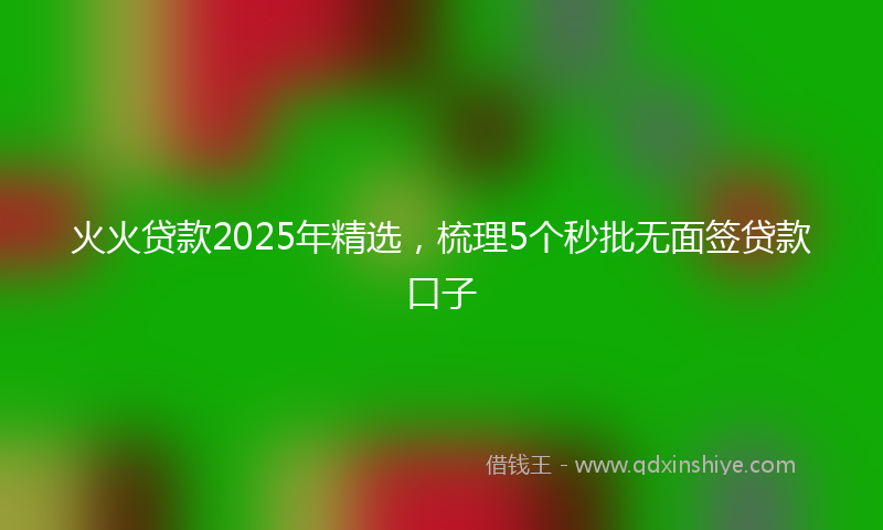 火火贷款2025年精选，梳理5个秒批无面签贷款口子