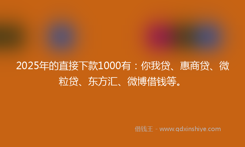 2025年的直接下款1000有：你我贷、惠商贷、微粒贷、东方汇、微博借钱等。