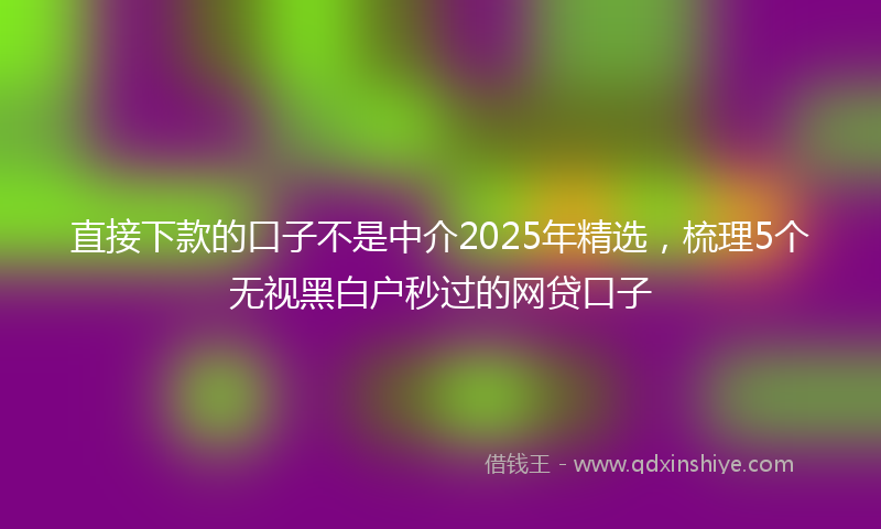 直接下款的口子不是中介2025年精选，梳理5个无视黑白户秒过的网贷口子