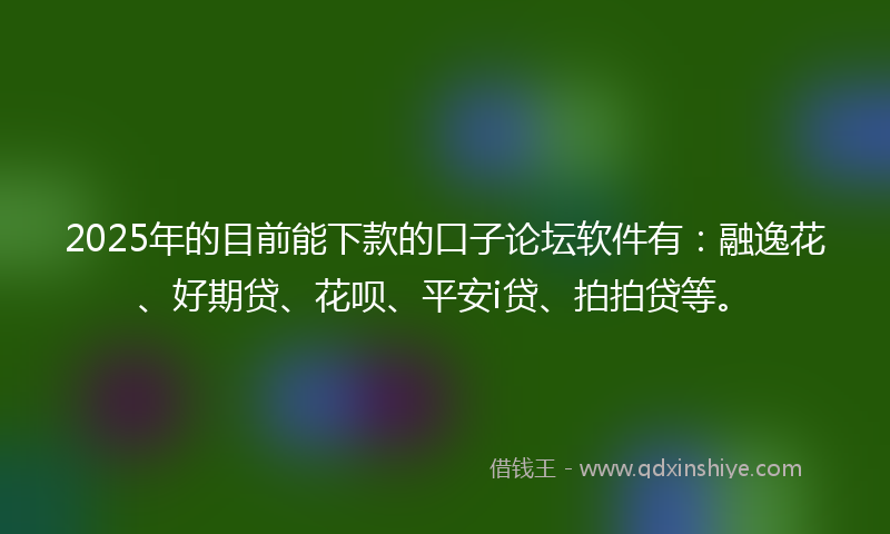 2025年的目前能下款的口子论坛软件有：融逸花、好期贷、花呗、平安i贷、拍拍贷等。