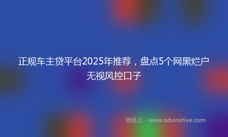 正规车主贷平台2025年推荐，盘点5个网黑烂户无视风控口子