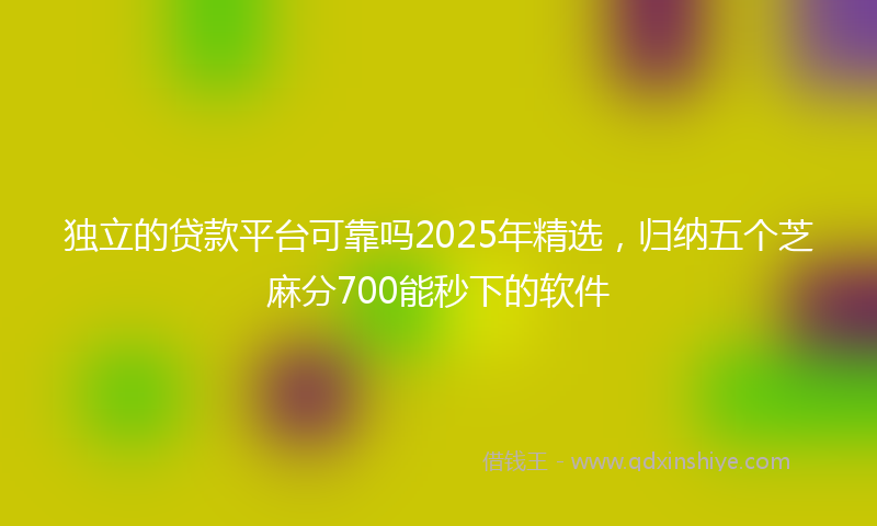 独立的贷款平台可靠吗2025年精选，归纳五个芝麻分700能秒下的软件