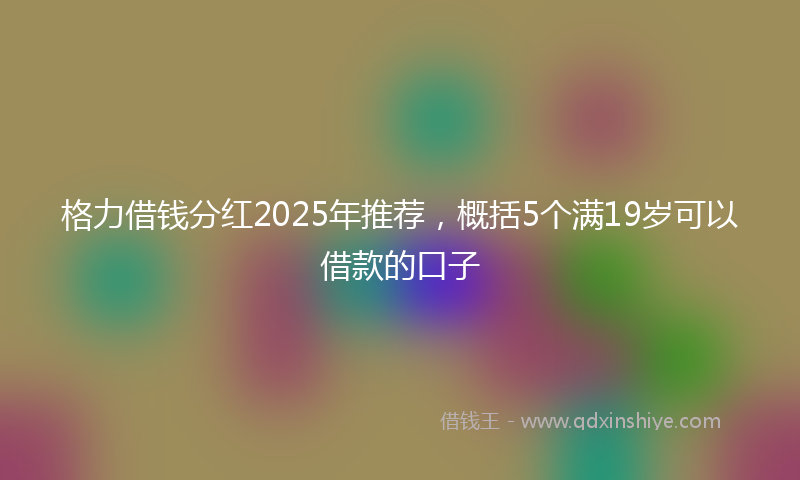 格力借钱分红2025年推荐，概括5个满19岁可以借款的口子