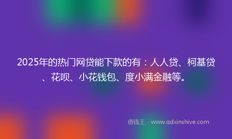 2025年的热门网贷能下款的有：人人贷、柯基贷、花呗、小花钱包、度小满金融等。