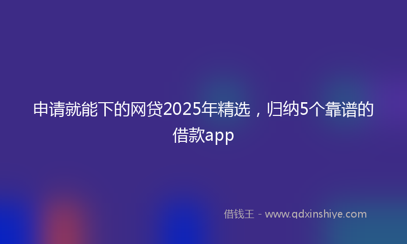 申请就能下的网贷2025年精选，归纳5个靠谱的借款app