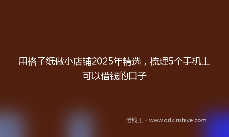 用格子纸做小店铺2025年精选，梳理5个手机上可以借钱的口子