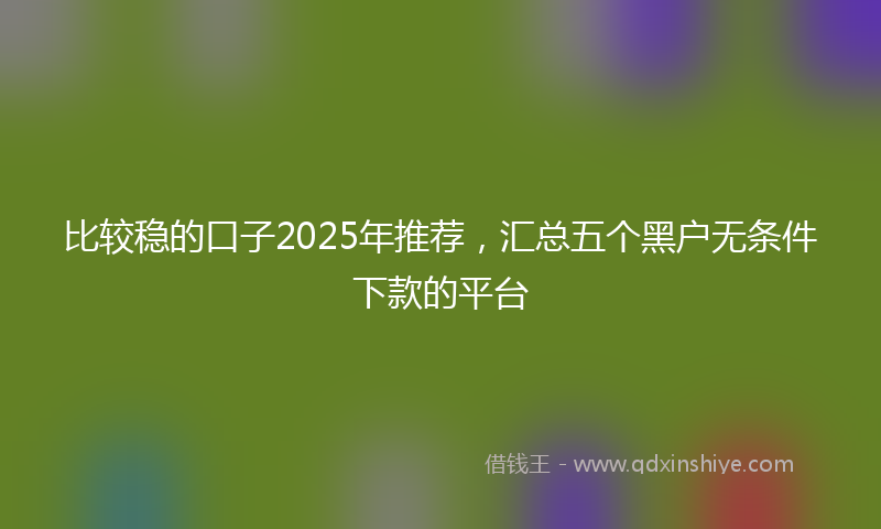比较稳的口子2025年推荐,汇总五个黑户无条件下款的平台