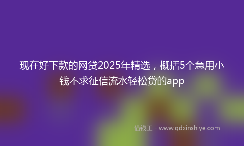 现在好下款的网贷2025年精选，概括5个急用小钱不求征信流水轻松贷的app