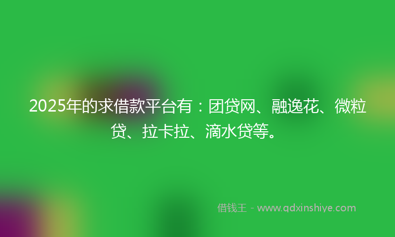 2025年的求借款平台有：团贷网、融逸花、微粒贷、拉卡拉、滴水贷等。