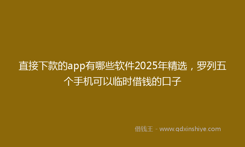 直接下款的app有哪些软件2025年精选，罗列五个手机可以临时借钱的口子