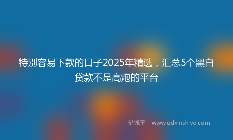 特别容易下款的口子2025年精选，汇总5个黑白贷款不是高炮的平台