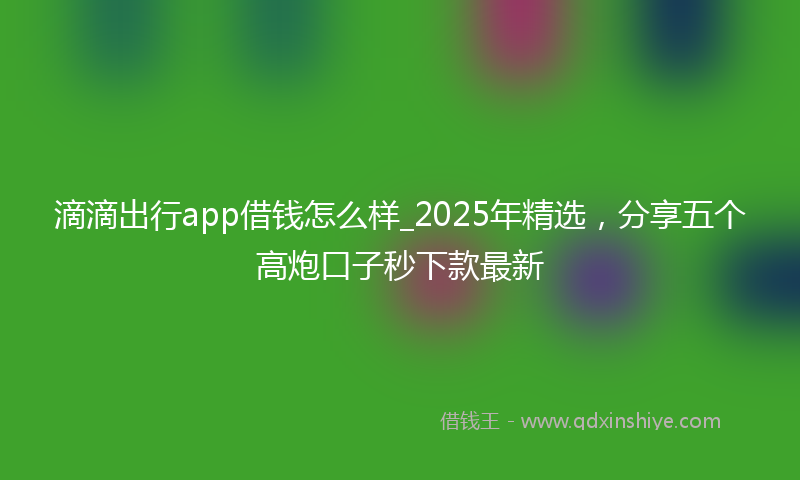 滴滴出行app借钱怎么样_2025年精选，分享五个高炮口子秒下款最新