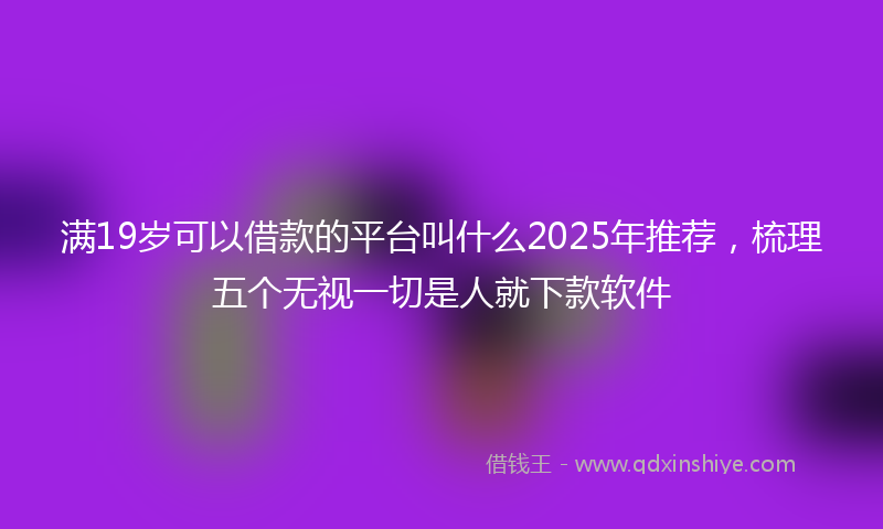 满19岁可以借款的平台叫什么2025年推荐，梳理五个无视一切是人就下款软件