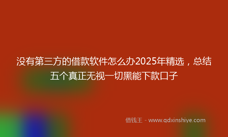 没有第三方的借款软件怎么办2025年精选，总结五个真正无视一切黑能下款口子