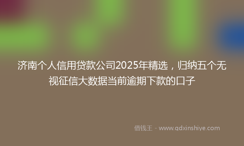 济南个人信用贷款公司2025年精选，归纳五个无视征信大数据当前逾期下款的口子