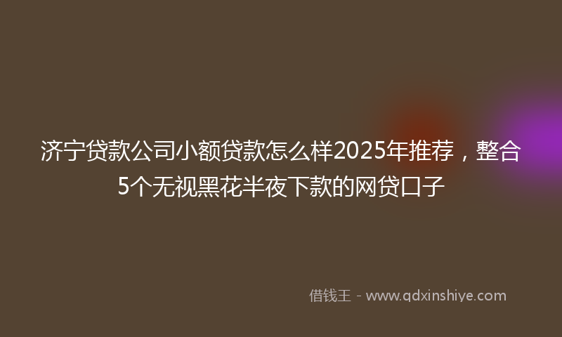 济宁贷款公司小额贷款怎么样2025年推荐，整合5个无视黑花半夜下款的网贷口子