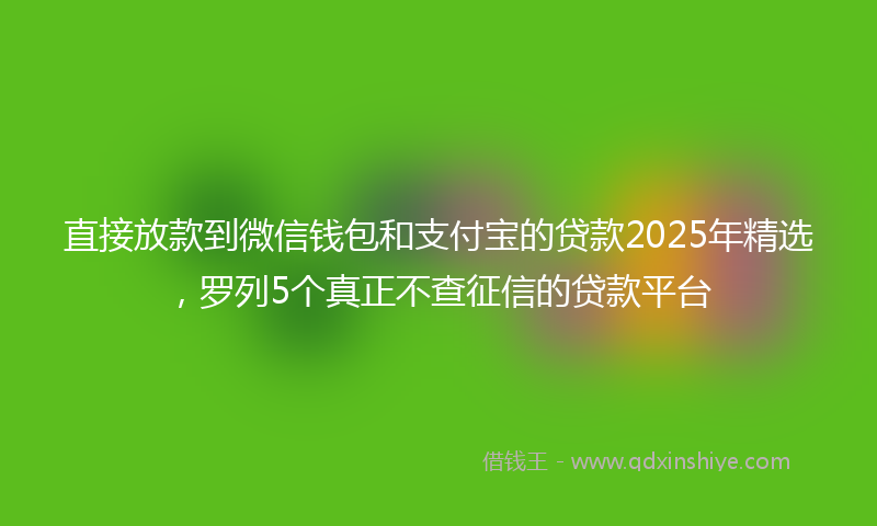 直接放款到微信钱包和支付宝的贷款2025年精选，罗列5个真正不查征信的贷款平台