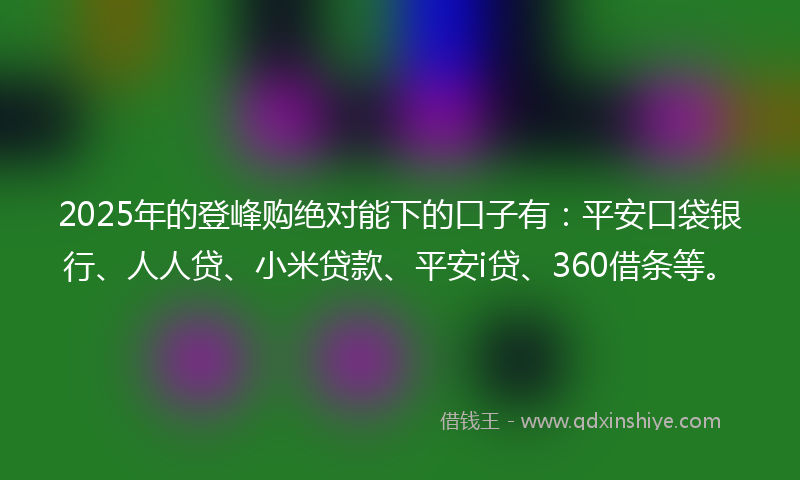 2025年的登峰购绝对能下的口子有：平安口袋银行、人人贷、小米贷款、平安i贷、360借条等。