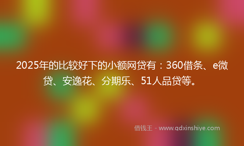 2025年的比较好下的小额网贷有：360借条、e微贷、安逸花、分期乐、51人品贷等。