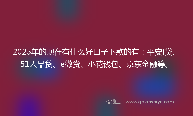 2025年的现在有什么好口子下款的有：平安i贷、51人品贷、e微贷、小花钱包、京东金融等。