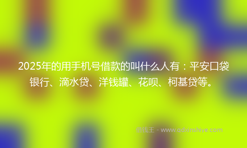 2025年的用手机号借款的叫什么人有：平安口袋银行、滴水贷、洋钱罐、花呗、柯基贷等。