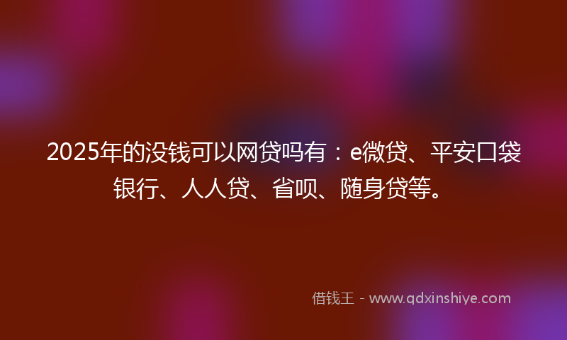 2025年的没钱可以网贷吗有：e微贷、平安口袋银行、人人贷、省呗、随身贷等。