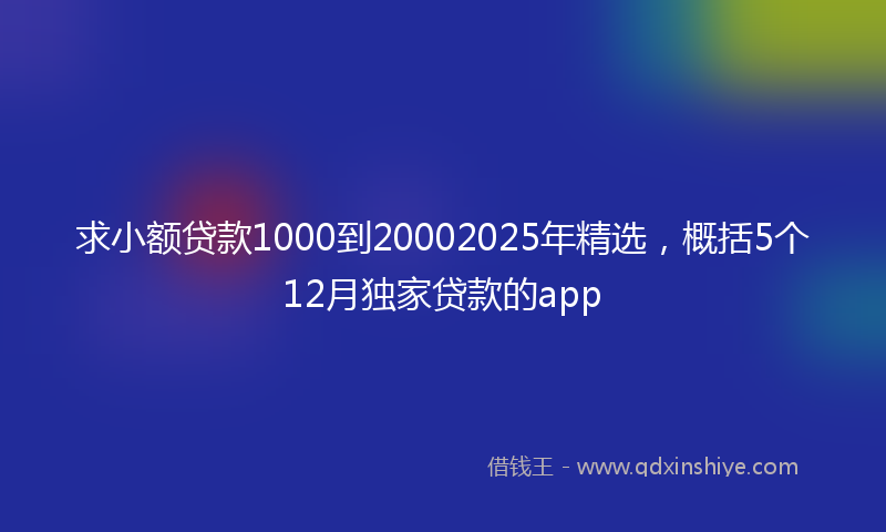 求小额贷款1000到20002025年精选,概括5个12月独家贷款的app