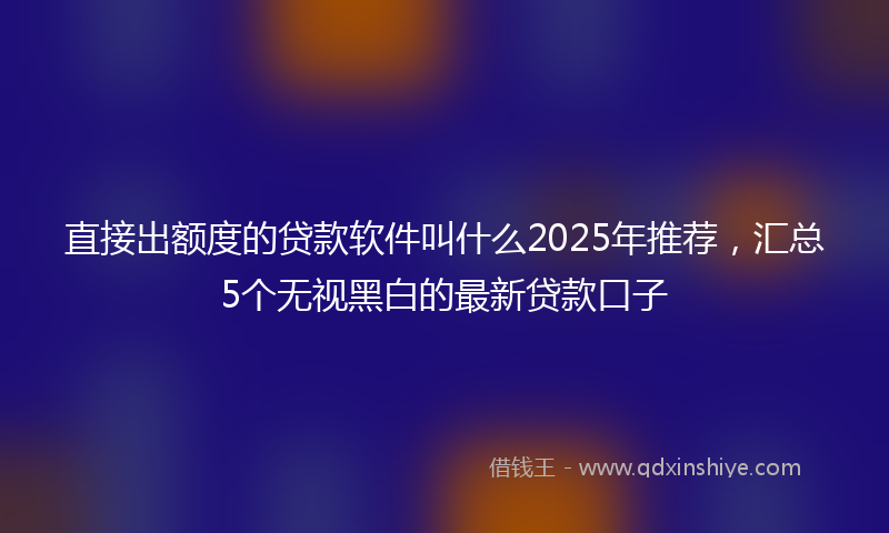 直接出额度的贷款软件叫什么2025年推荐，汇总5个无视黑白的最新贷款口子