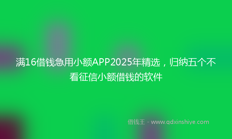 满16借钱急用小额APP2025年精选，归纳五个不看征信小额借钱的软件