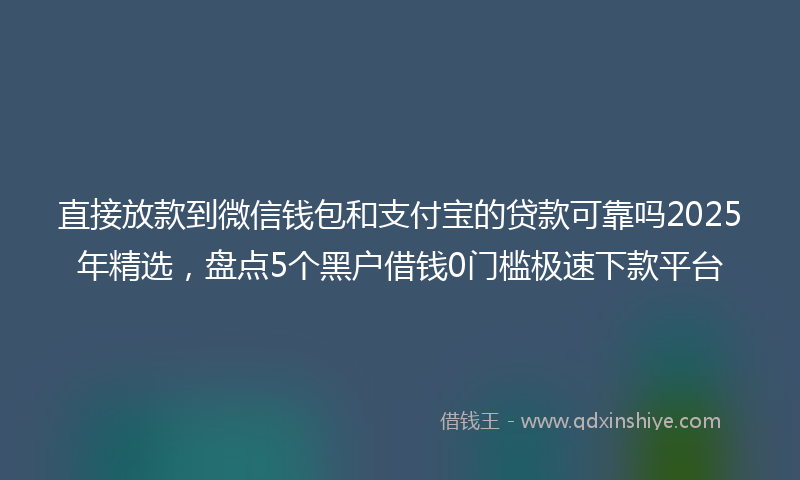 直接放款到微信钱包和支付宝的贷款可靠吗2025年精选，盘点5个黑户借钱0门槛极速下款平台
