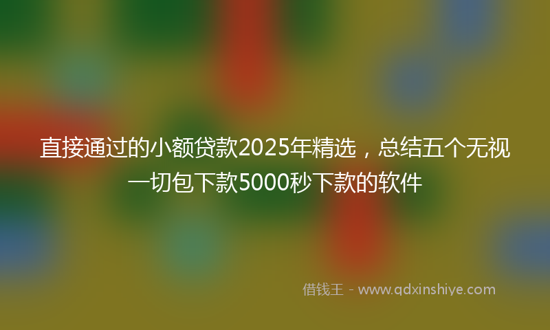 直接通过的小额贷款2025年精选，总结五个无视一切包下款5000秒下款的软件
