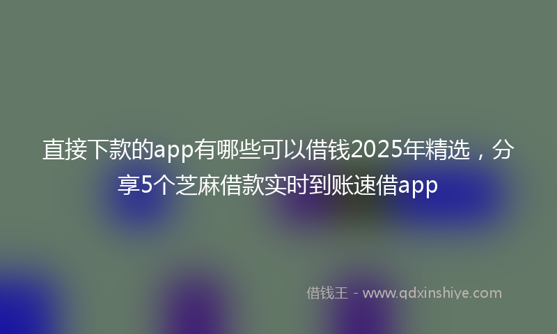 直接下款的app有哪些可以借钱2025年精选，分享5个芝麻借款实时到账速借app