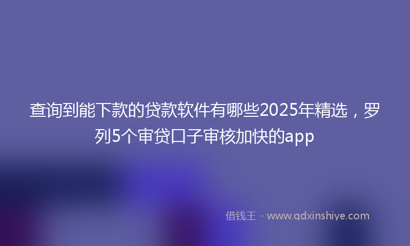 查询到能下款的贷款软件有哪些2025年精选，罗列5个审贷口子审核加快的app