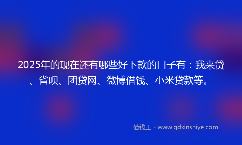 2025年的现在还有哪些好下款的口子有：我来贷、省呗、团贷网、微博借钱、小米贷款等。