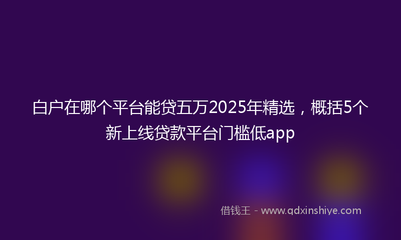 白户在哪个平台能贷五万2025年精选，概括5个新上线贷款平台门槛低app