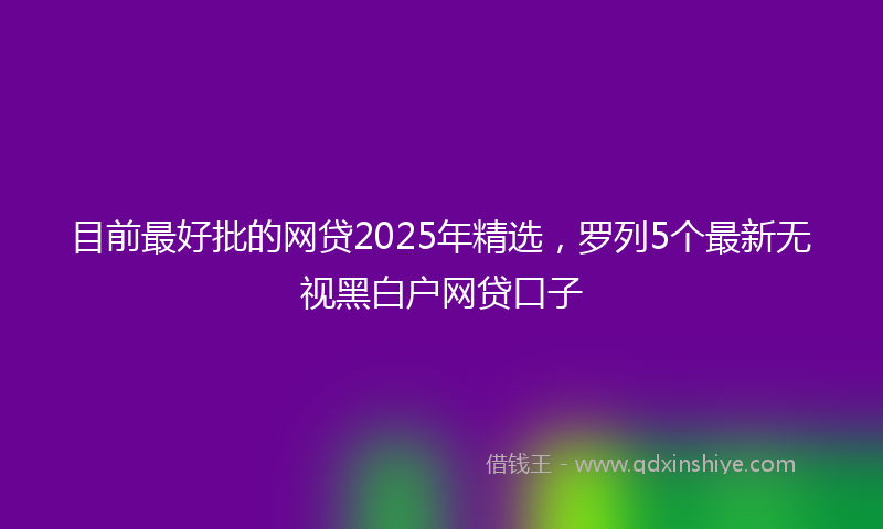 目前最好批的网贷2025年精选，罗列5个最新无视黑白户网贷口子