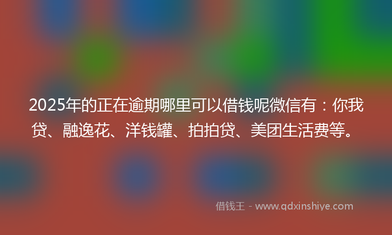 2025年的正在逾期哪里可以借钱呢微信有：你我贷、融逸花、洋钱罐、拍拍贷、美团生活费等。